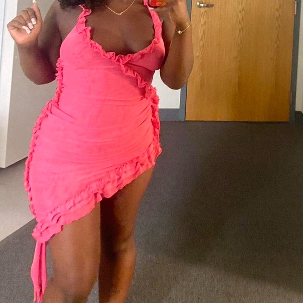 Ruffled Pink Mini Dress